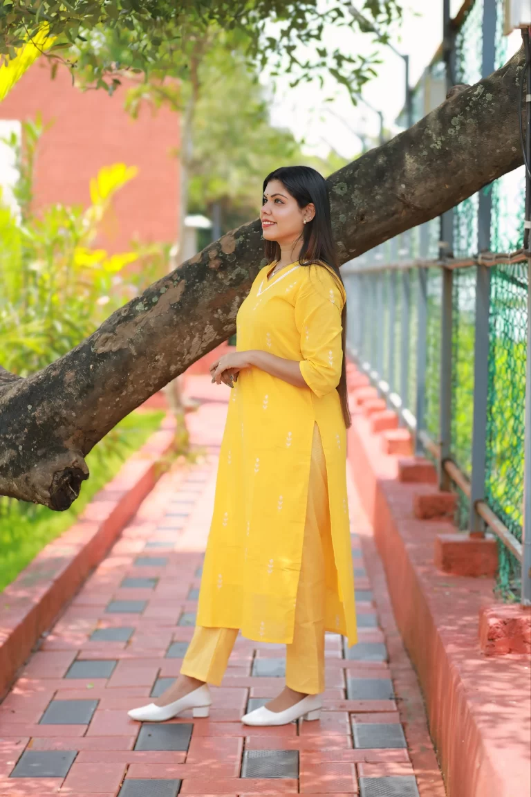 Stylish yellow cord set for women – casual wear co-ord outfit for daily and festive use.