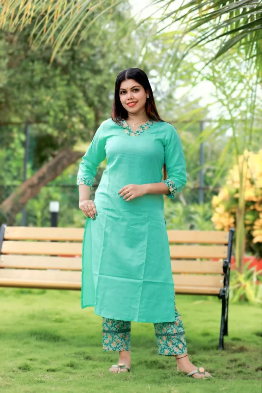 Stylish light blue cord set for women – trendy matching top and bottom for casual and party wear