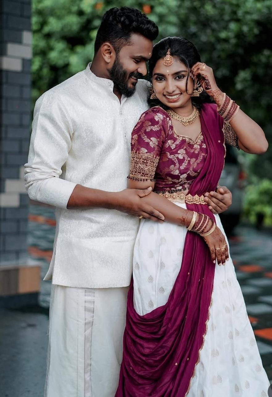 Traditional silk dhavani set for teenage girls by Janki Design