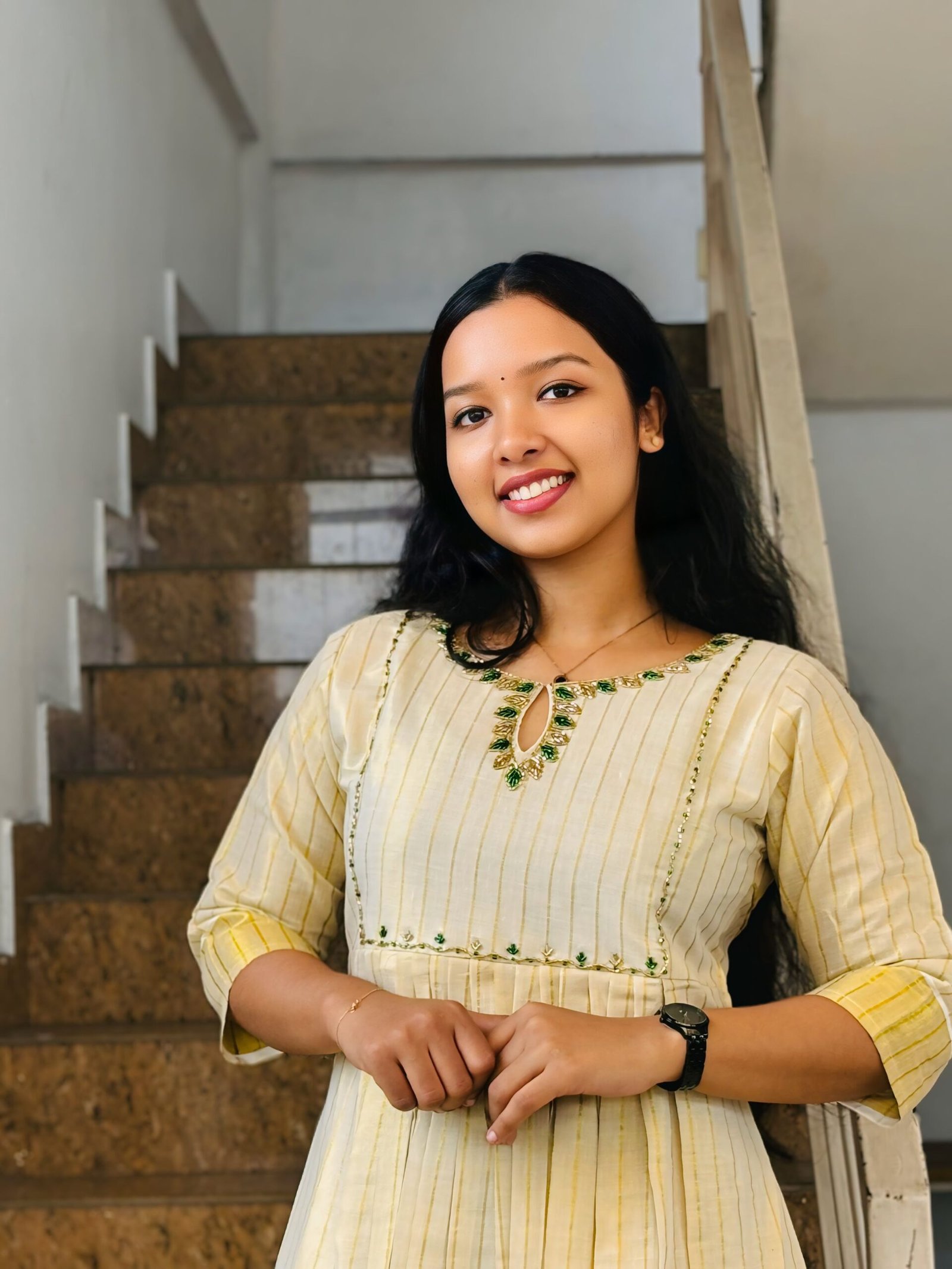 Designer festive wear kurti with golden embellishments – Janki Design Kochi